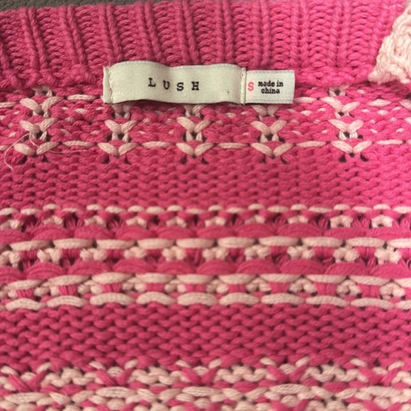 NWOT Woman's Lush Pink & White Stripe Sweater Tank Top. Size Small - Picture 6 of 6